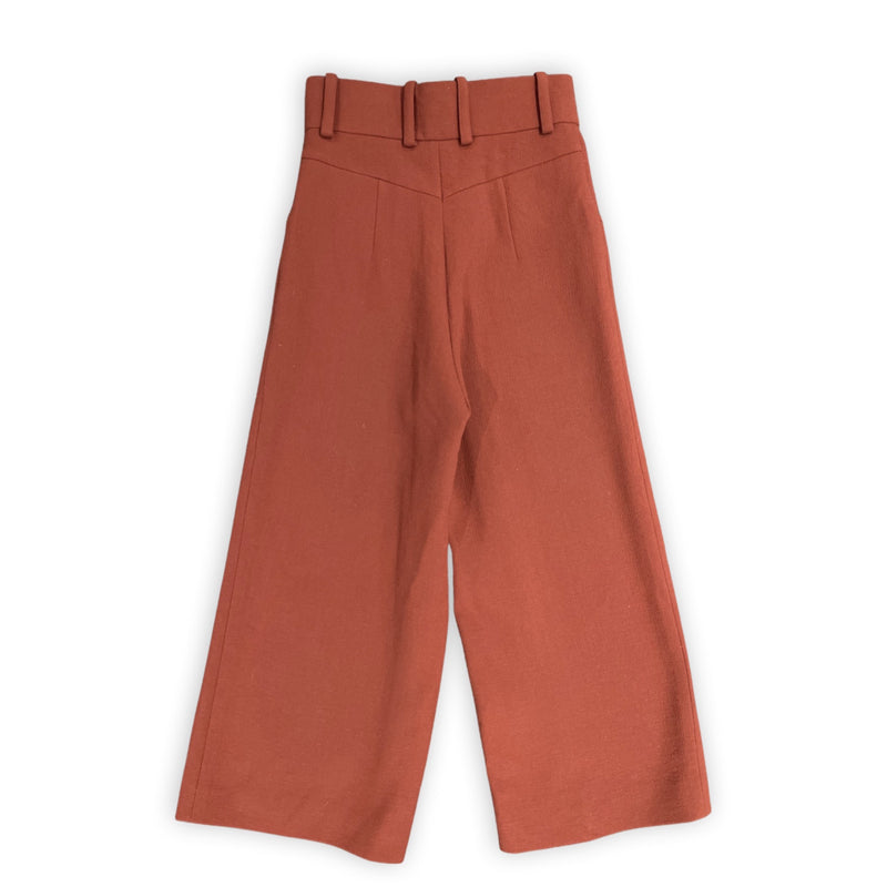 Chloé wool orange high-waisted wide-leg trousers 