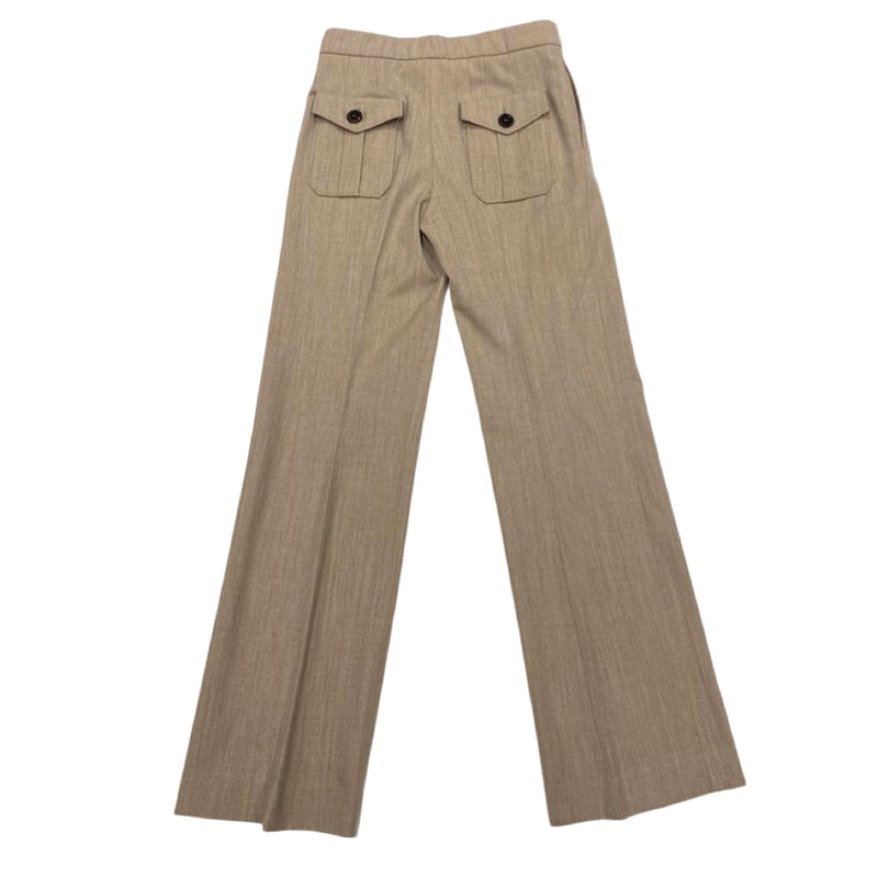 second-hand CHLOÉ beige woolen trousers with back pockets | Size FR36