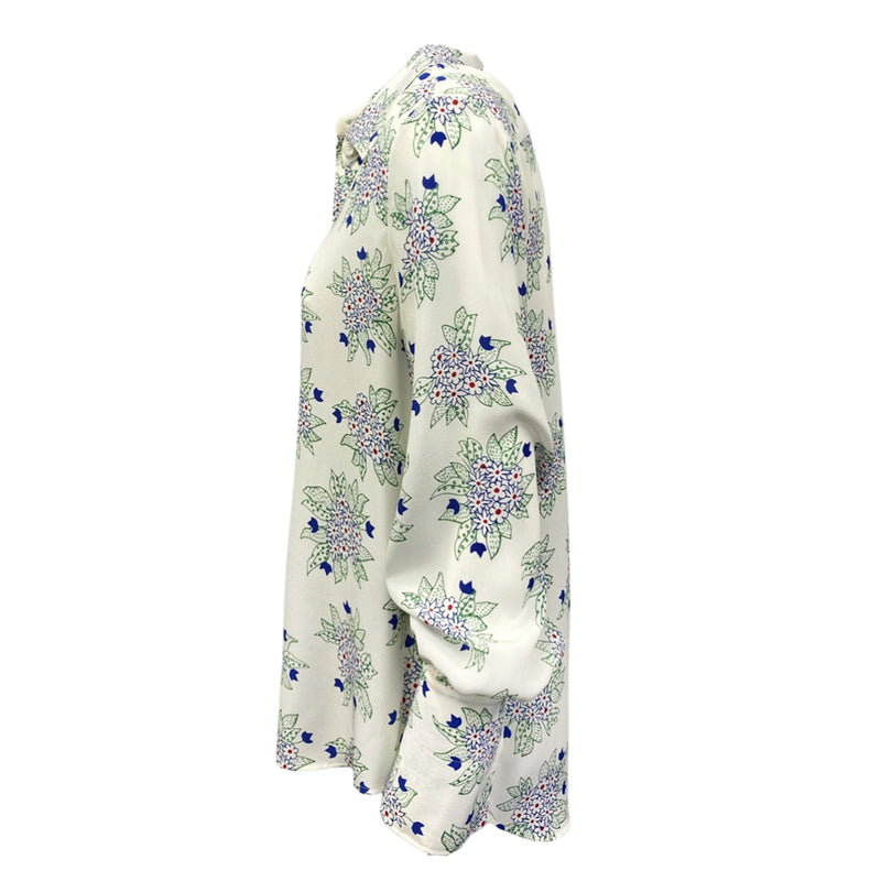 second-hand CHLOÉ white silk floral print blouse | Size UK8