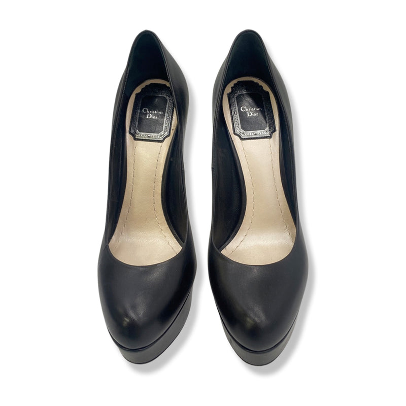 second-hand CHRISTIAN DIOR black leather platform heels | Size 35