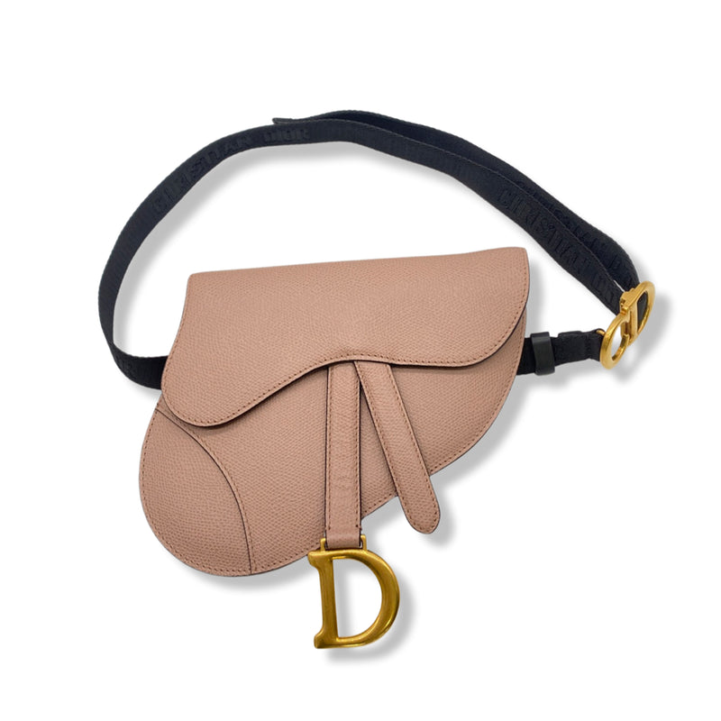 pre-owned CHRISTIAN DIOR dusty pink leather Saddle belt bag