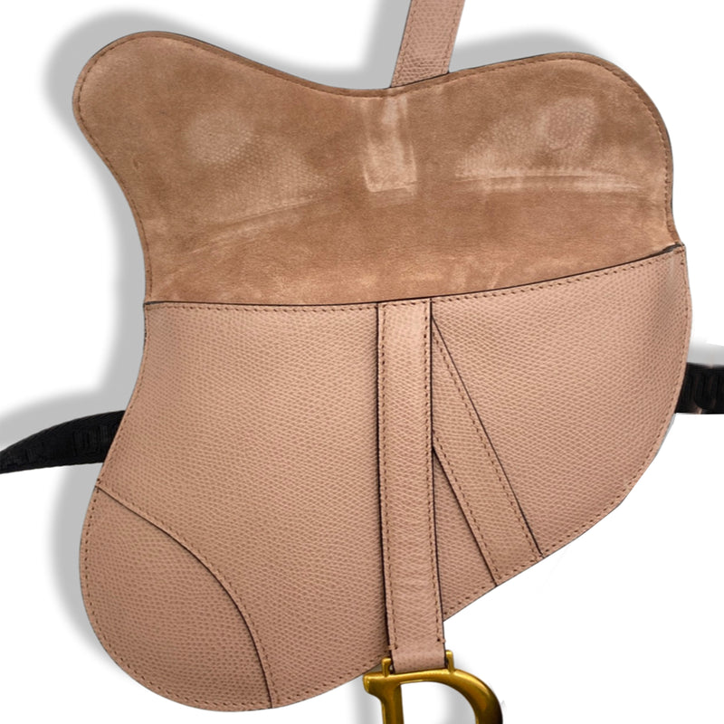 CHRISTIAN DIOR dusty pink leather Saddle belt bag