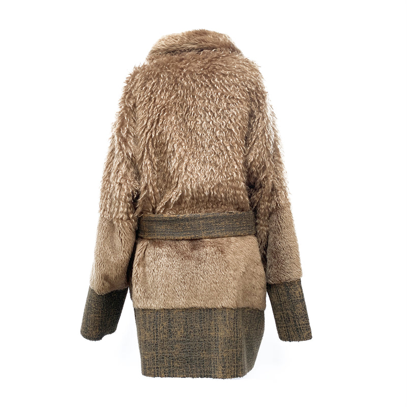 DAGMAR beige animal-friendly mohair fur coat