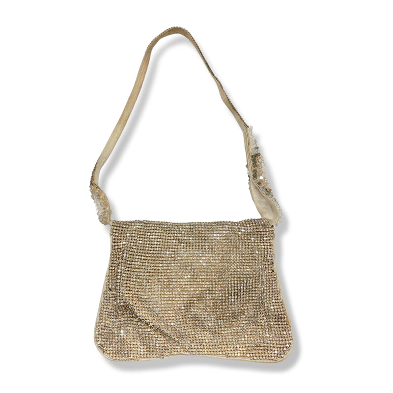 second-hand DANIEL SWAROVSKI light gold crystal embellished mini handbag