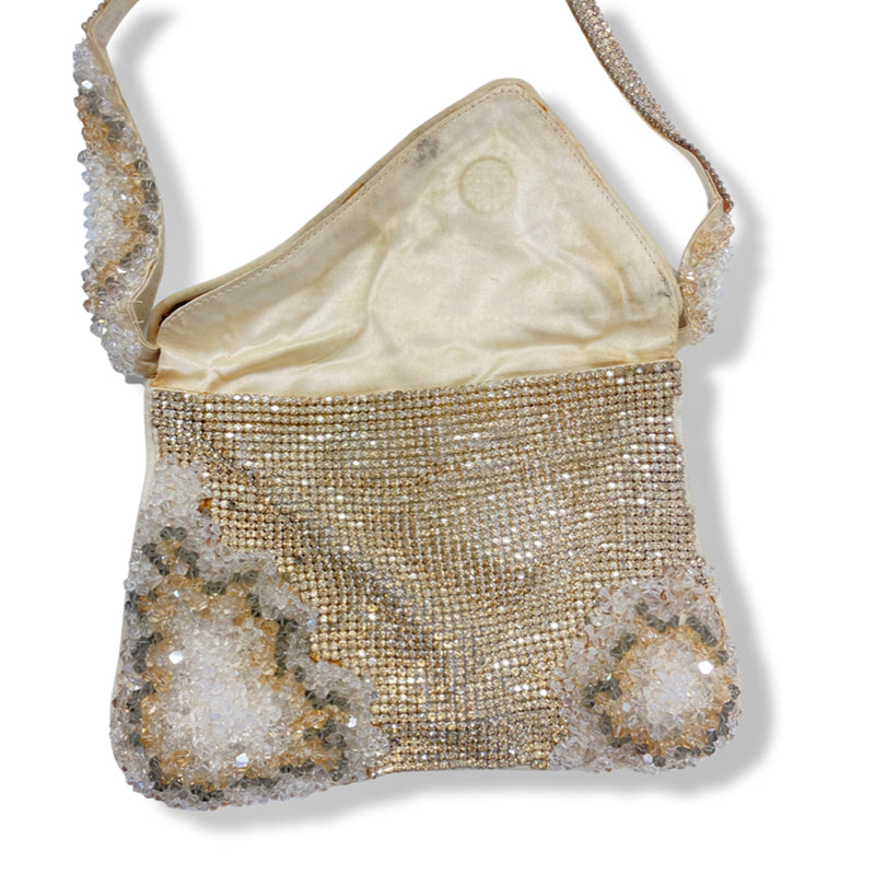DANIEL SWAROVSKI light gold crystal embellished mini handbag