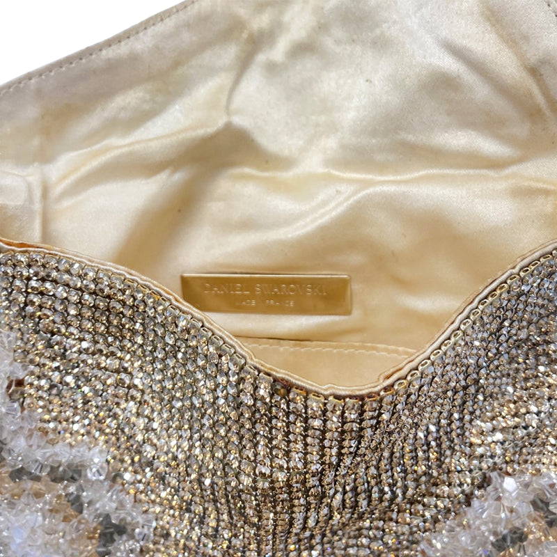 DANIEL SWAROVSKI light gold crystal embellished mini handbag