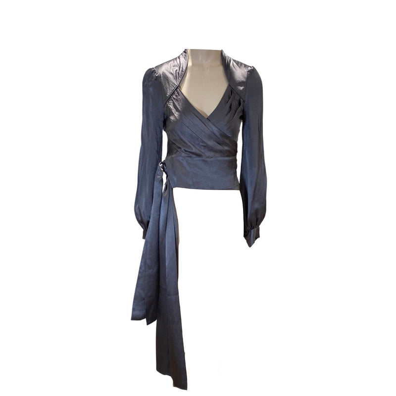 pre-owned DIANE VON FURSTENBERG grey silk blouse | Size US2