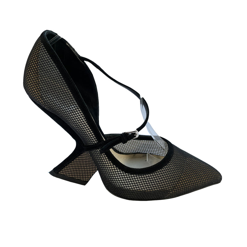 Christian Dior black mesh heels