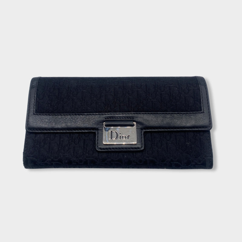 pre-loved DIOR black canvas wallet
