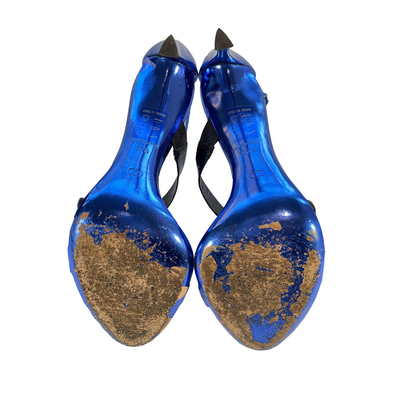 Christian Dior metallic blue heels
