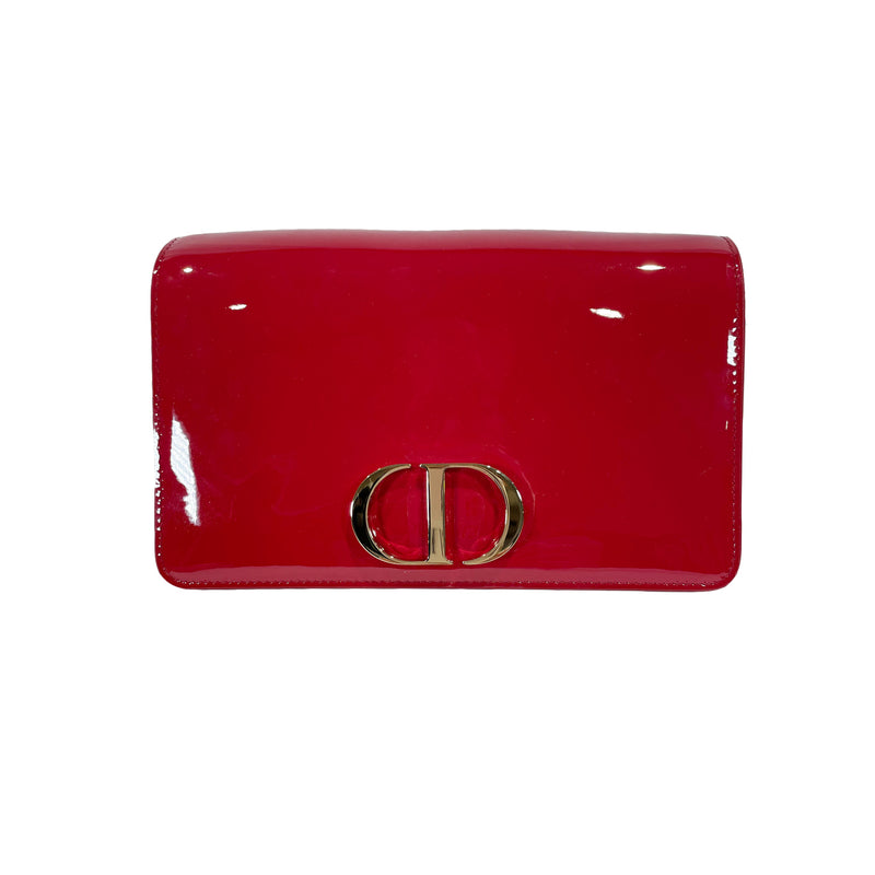 Christian Dior red patent leather clutch