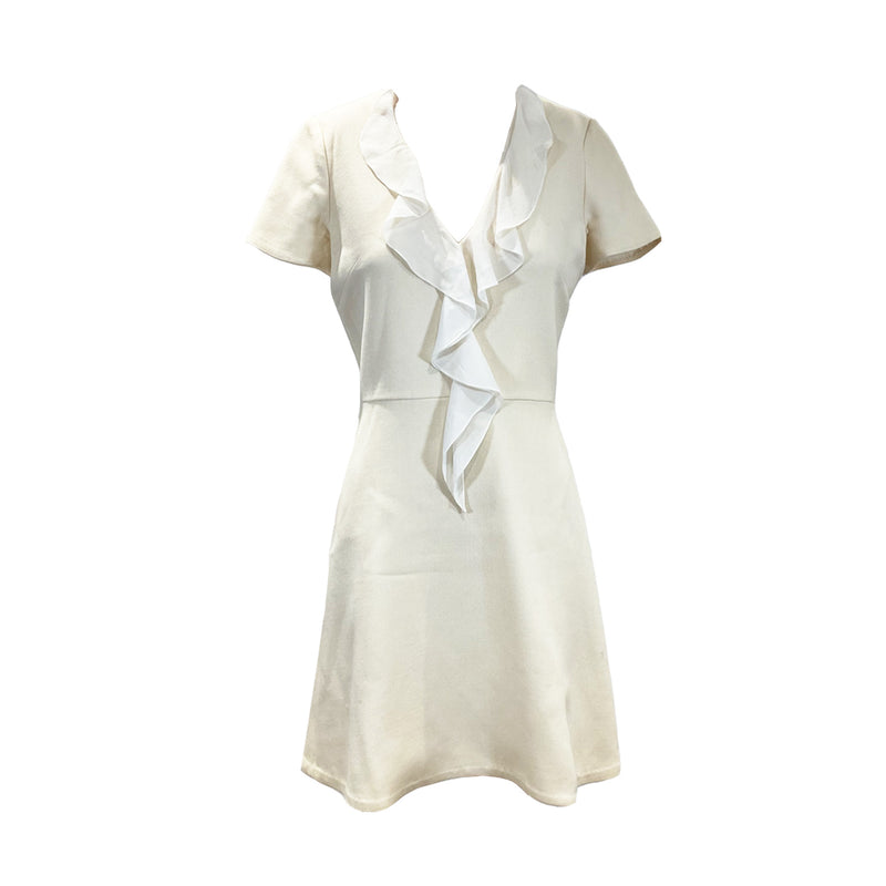 pre-owned Christian Dior ecru mid-length dress | Size S
