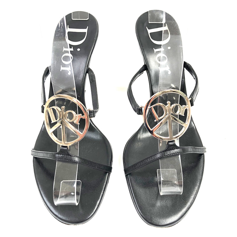 DIOR sandal heels with a metal logo buckle
