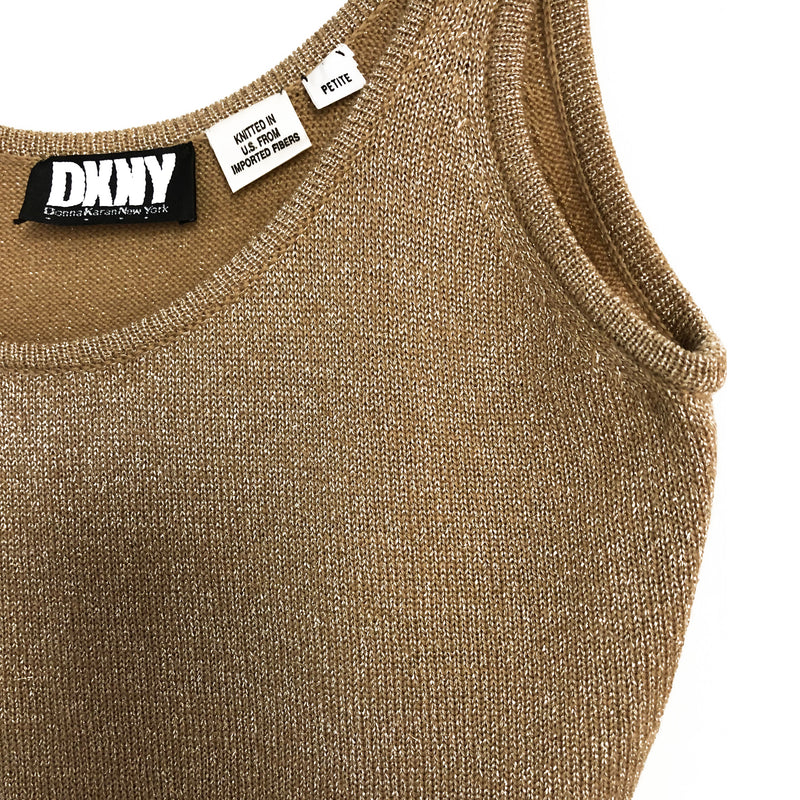 DKNY gold metallic knitted body