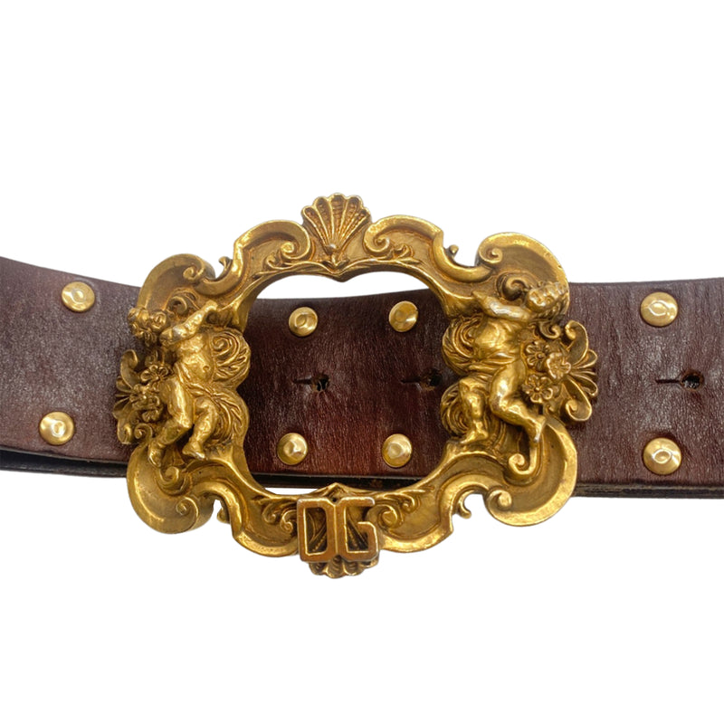 second-hand DOLCE&GABBANA dark brown leather belt