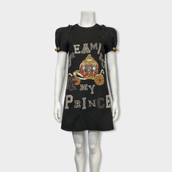 pre-owned DOLCE&GABBANA Dreaming Of My Prince crystal-embellished  grey wool mini dress | Size IT36