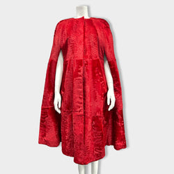 pre-loved DOLCE&GABBANA Alta Moda crimson astrakhan fur cape | Size One Size