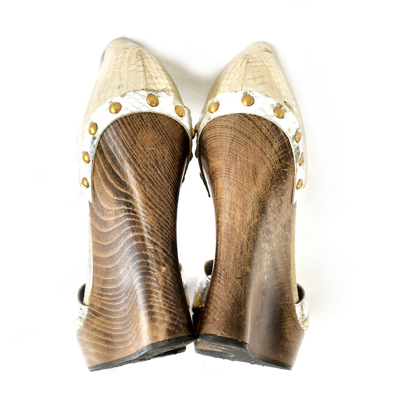 DOLCE&GABBANA gold and silver wedges