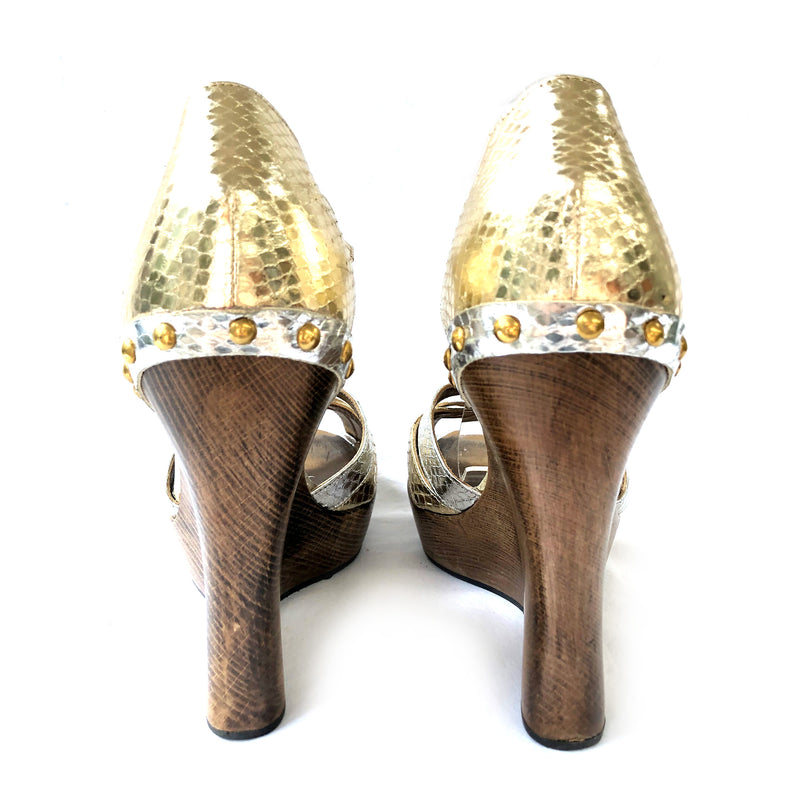 DOLCE&GABBANA gold and silver wedges