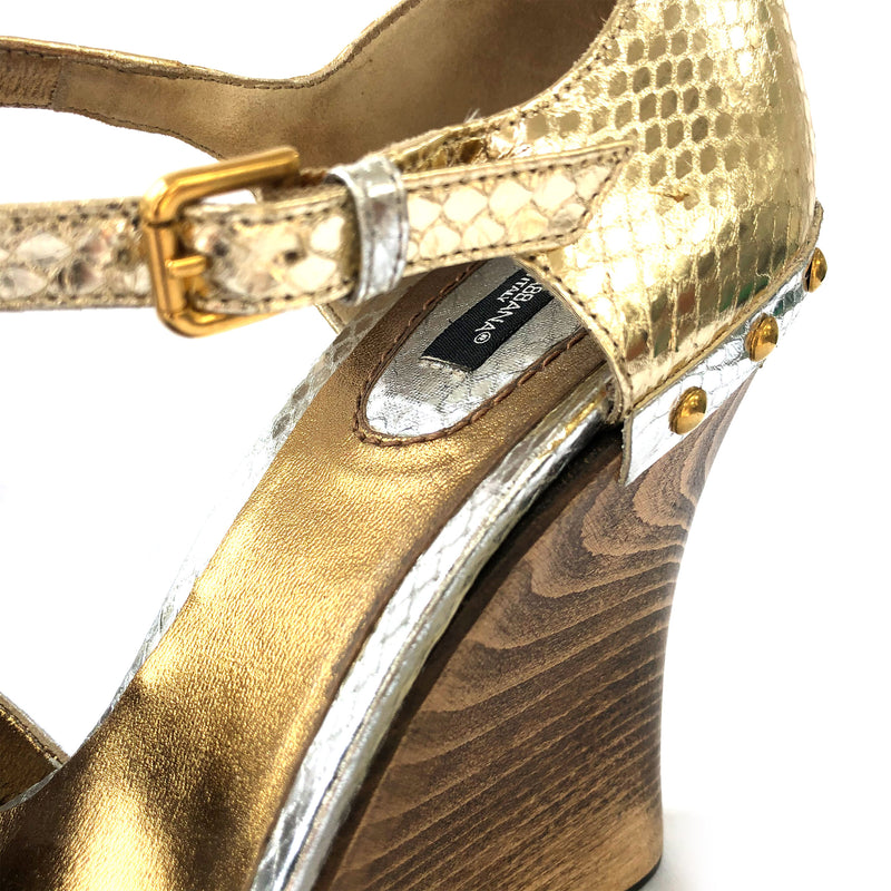 DOLCE&GABBANA gold and silver wedges