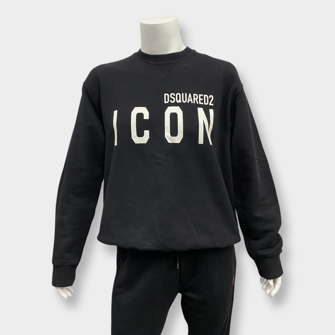 【送料&関税込】Dsquared2 Icon Detail Cotton Sweatshirt Dsquared2 - Icon cotton hoodie black - The Corner