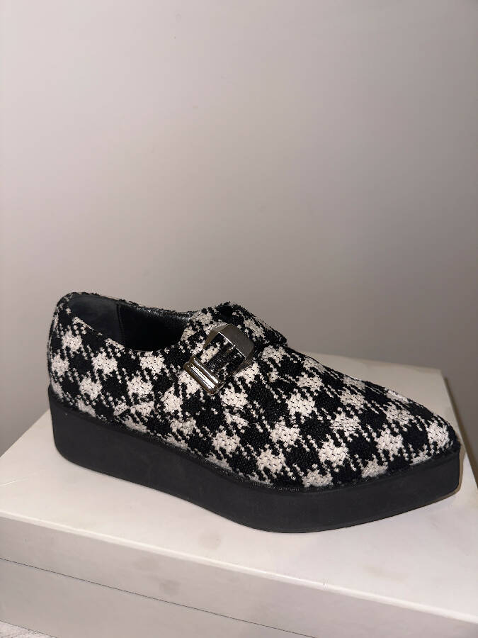Alexander McQueen women's black and white houndstooth loafers