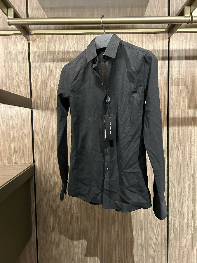 Dolce&Gabbana men's black wool long-sleeved shirt