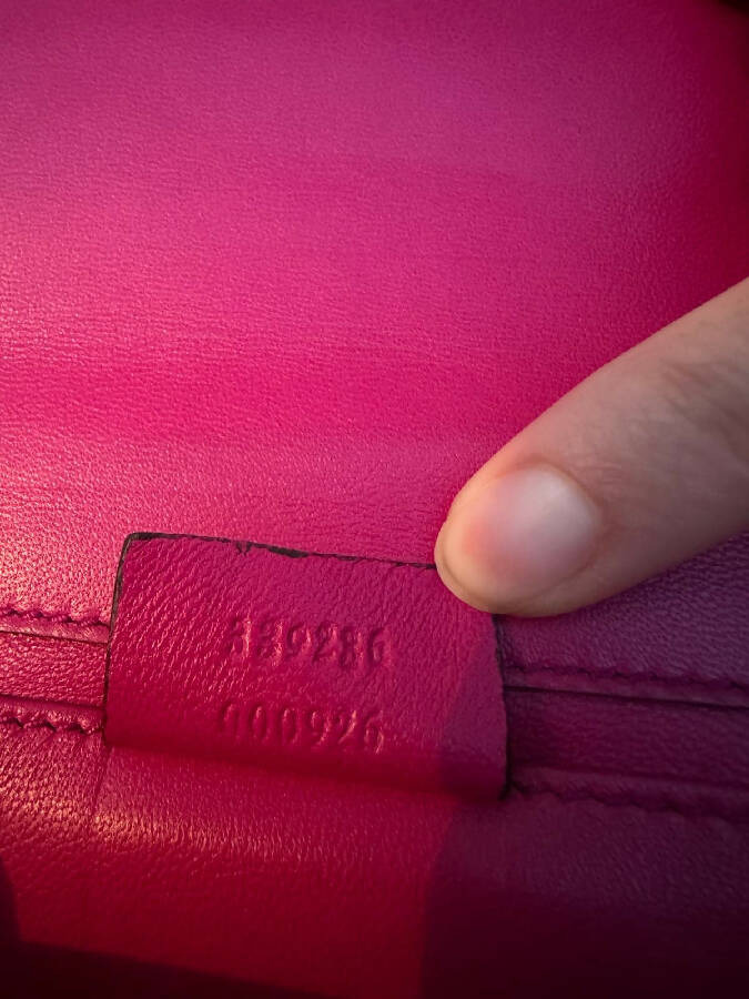 Gucci pink satin clutch bag with rhinestone closure detailing