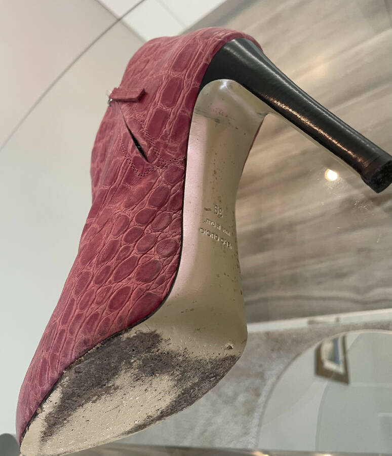 Giuseppe Zanotti dark pink mock croc leather heeled ankle boots