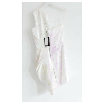 Alex Perry white iridescent sequined one shoulder kea mini dress – Loop  Generation