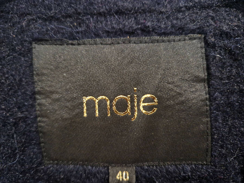 Maje women's navy wool and mohair coat