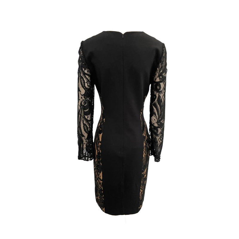 pre-loved EMILIO PUCCI black lace viscose mid-length dress | IT40