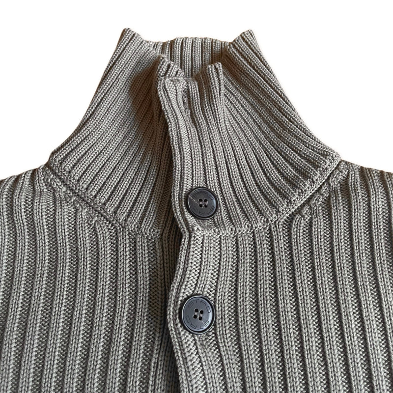 Etro mens taupe ribbed wool cardigan Mark Francis Loop generation second hand clothes uK