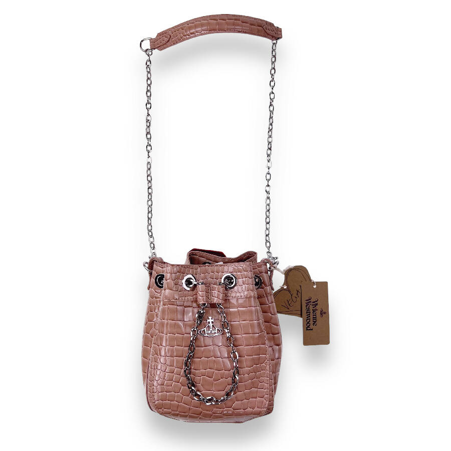 Vivienne Westwood Peach Vegan Crocodile Leather Chrissy