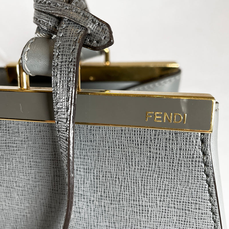Fendi 2 Jours grey leather tote 