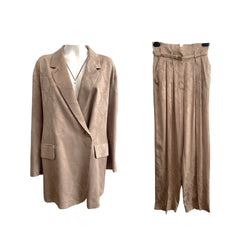 pre-loved Fendi beige paisley print silk suit | Size IT42