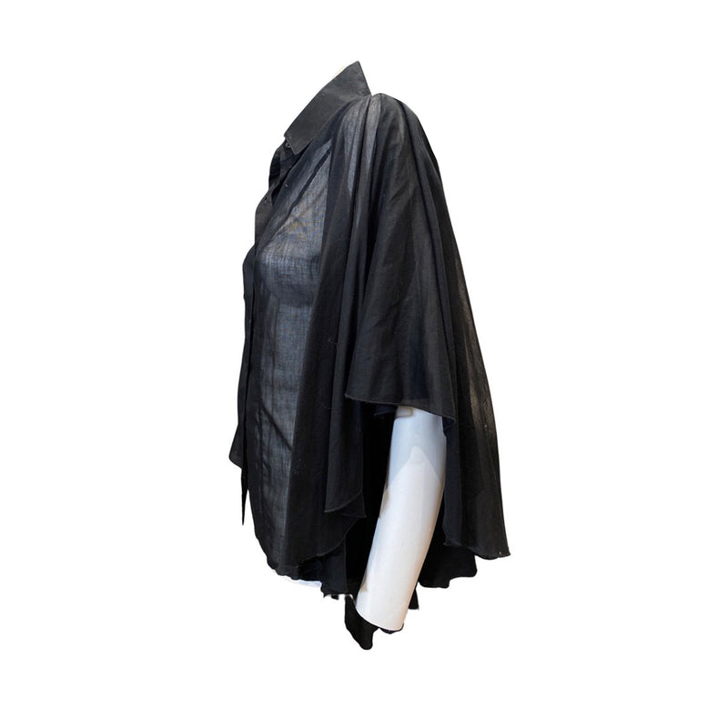 pre-loved Fendi black cotton ruffled blouse | Size IT40
