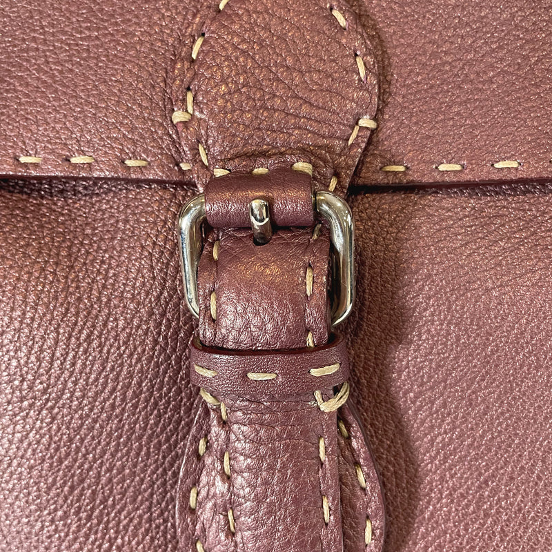 Fendi leather burgundy handbag 
