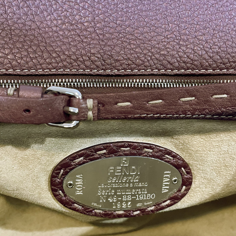 Fendi leather burgundy handbag
