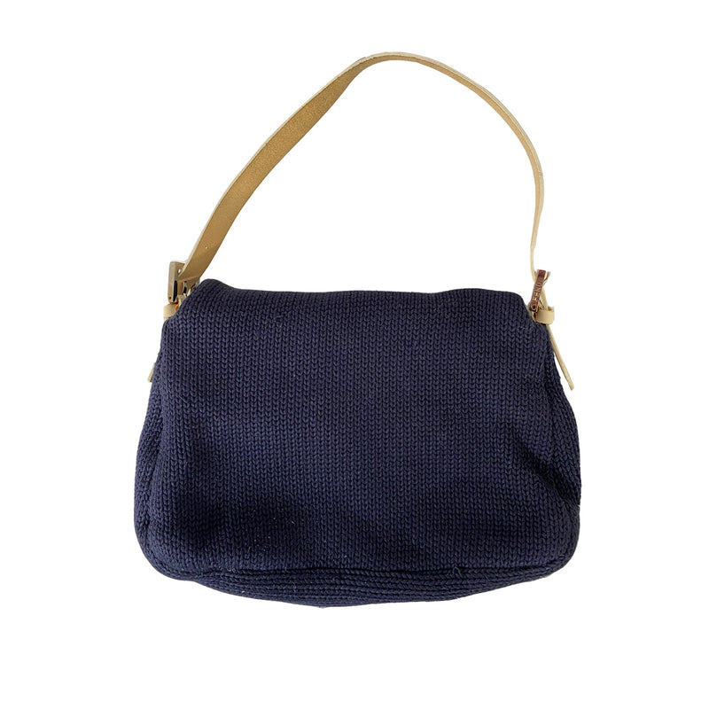 pre-loved Fendi navy knitted handbag