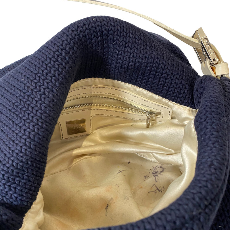Fendi navy knitted handbag