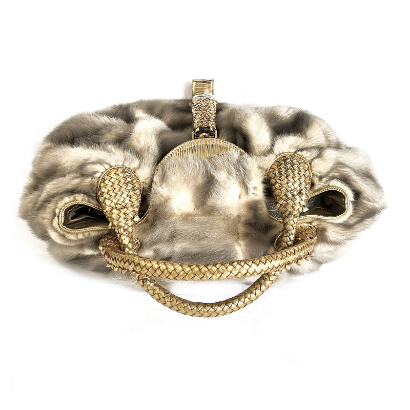 FENDI beige/ grey mink fur Spy handbag