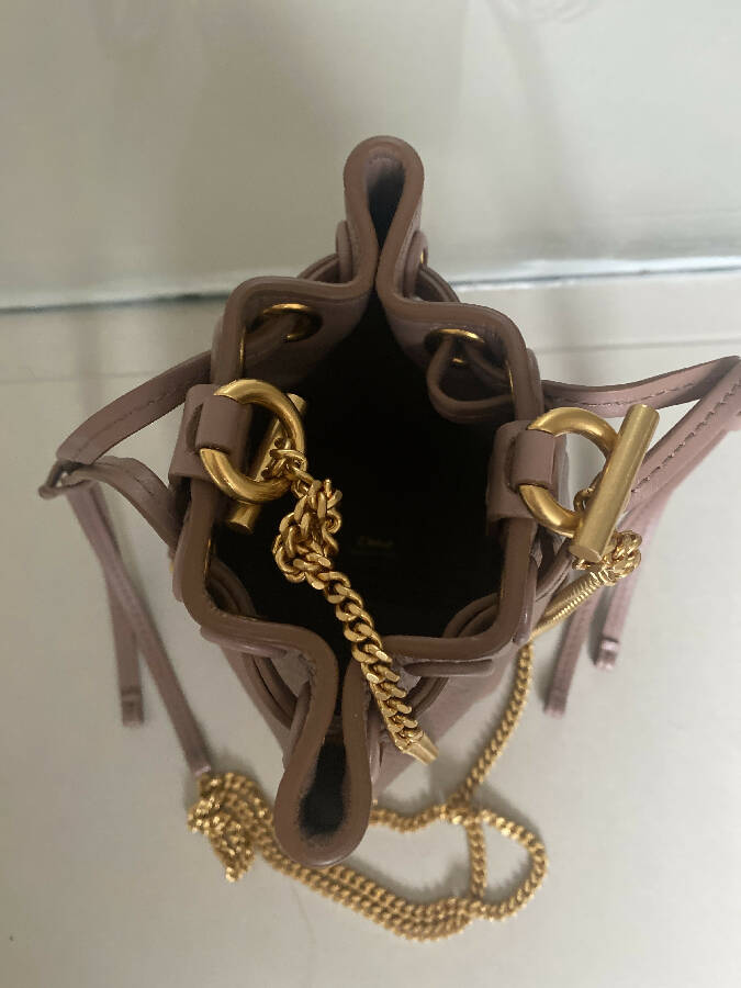 Chloe pink leather micro marcie bucket bag