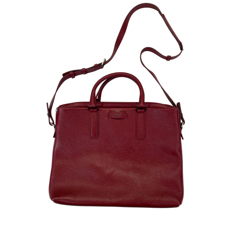 FURLA burgundy red leather handbag