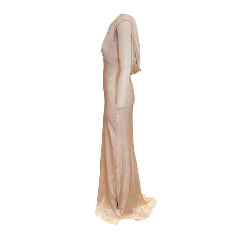 pre-loved GHOST powder peach sleeveless viscose maxi dress | Size S