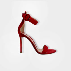 pre-loved GIANVITO ROSSI red suede heels | Size EU38 UK5