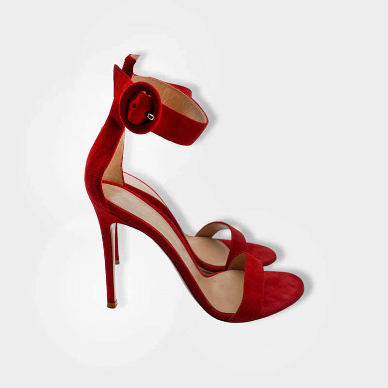 second-hand GIANVITO ROSSI red suede heels | Size EU38 UK5