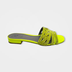 pre-loved GINA acid yellow leather sandals| Size EU38 UK5