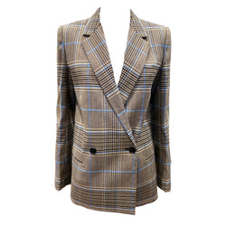 pre-owned GIVENCHY grey and blue striped double-breasted jacket | Size FR36
