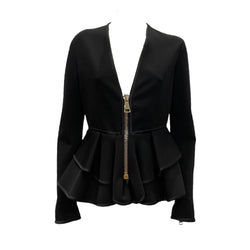 pre-owned GIVENCHY black jacket with stylized gold zips | Size FR40